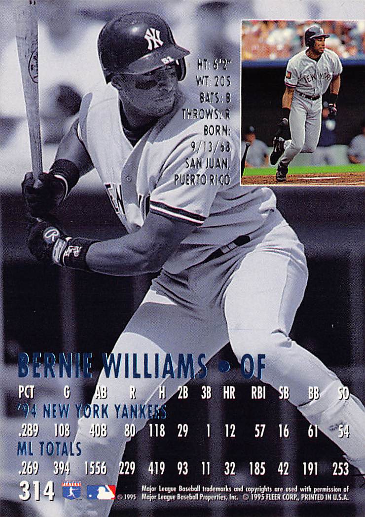 1995 Ultra #314 Bernie Williams