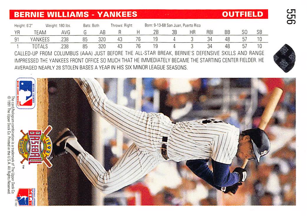 1992 Upper Deck #556 Bernie Williams