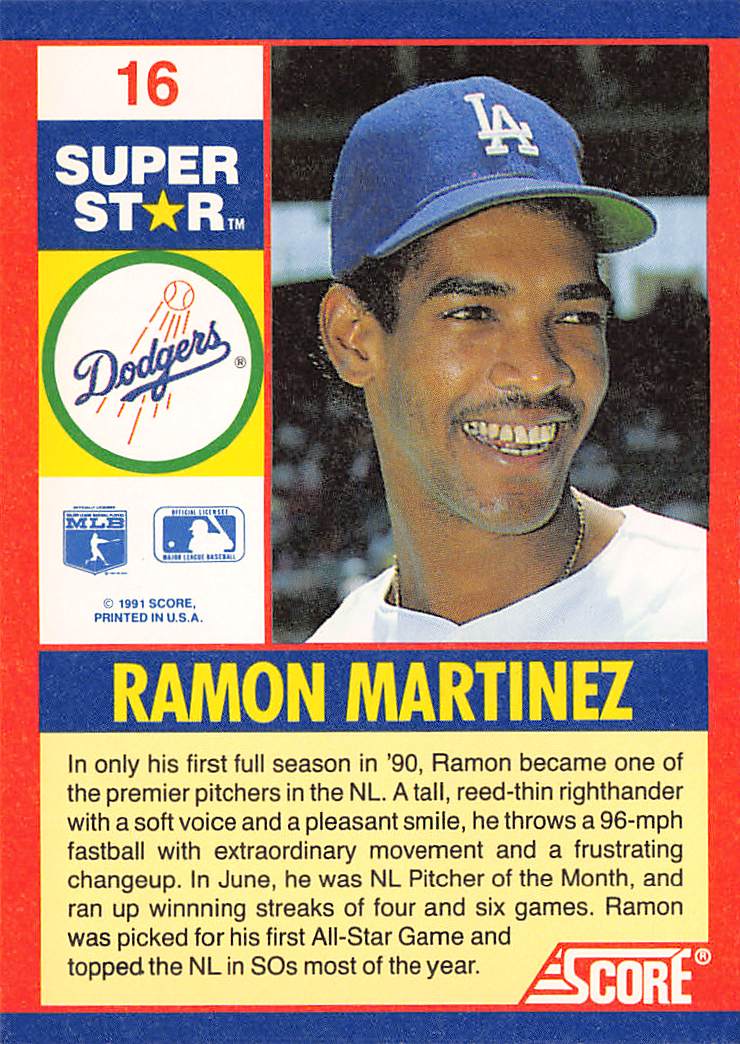 1991 Score 100 Superstars #16 Ramon Martinez