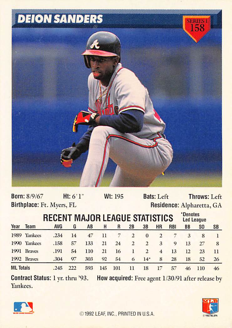 1993 Donruss #158 Deion Sanders