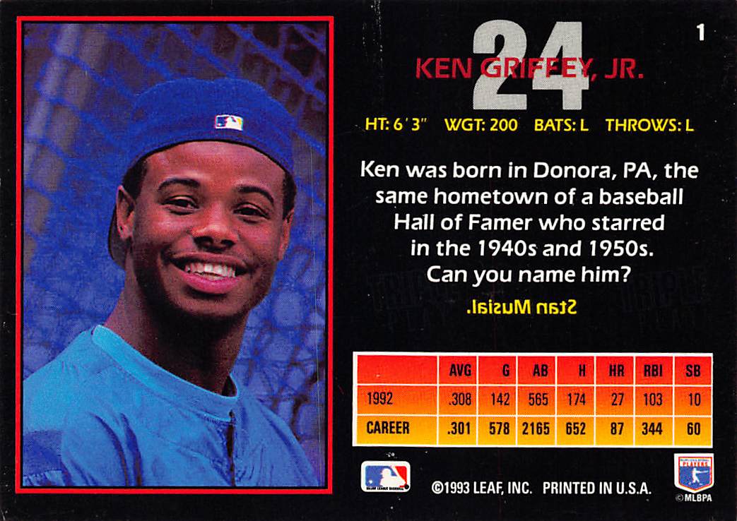 1993 Triple Play #1 Ken Griffey, Jr.