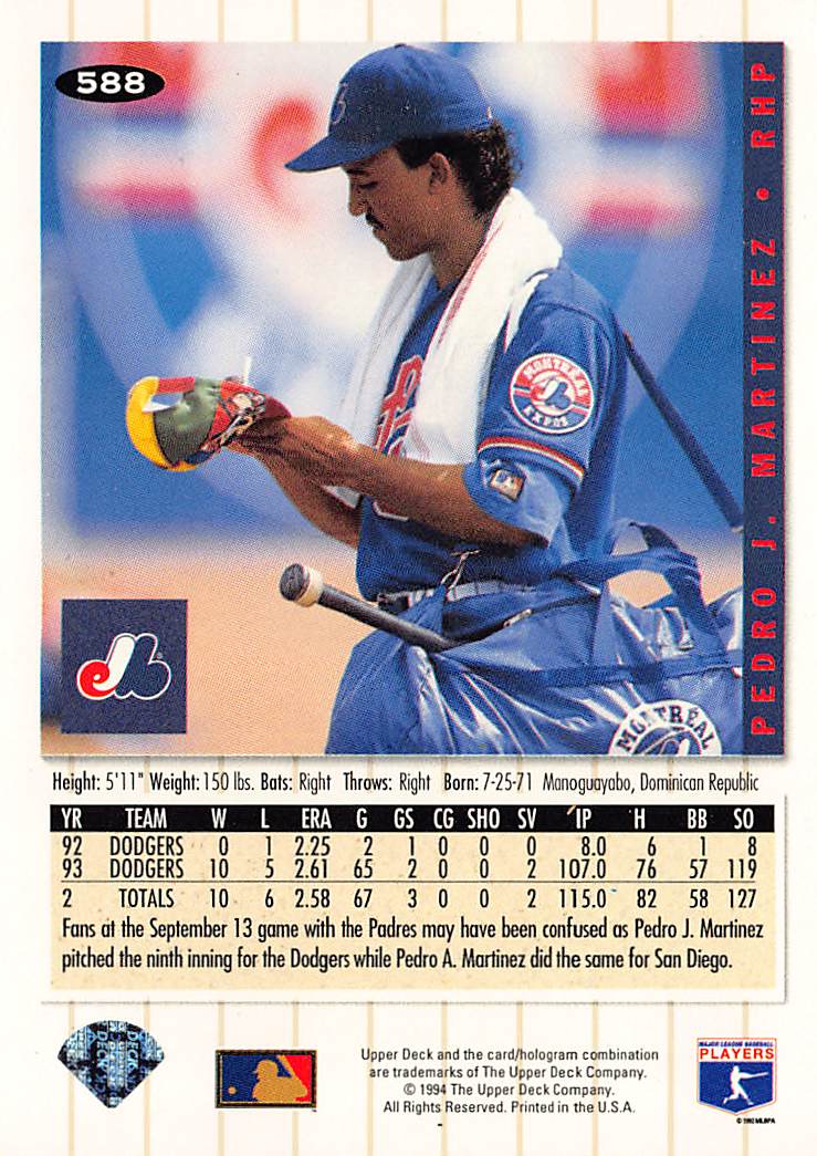 1994 Collector's Choice #588 Pedro J. Martinez
