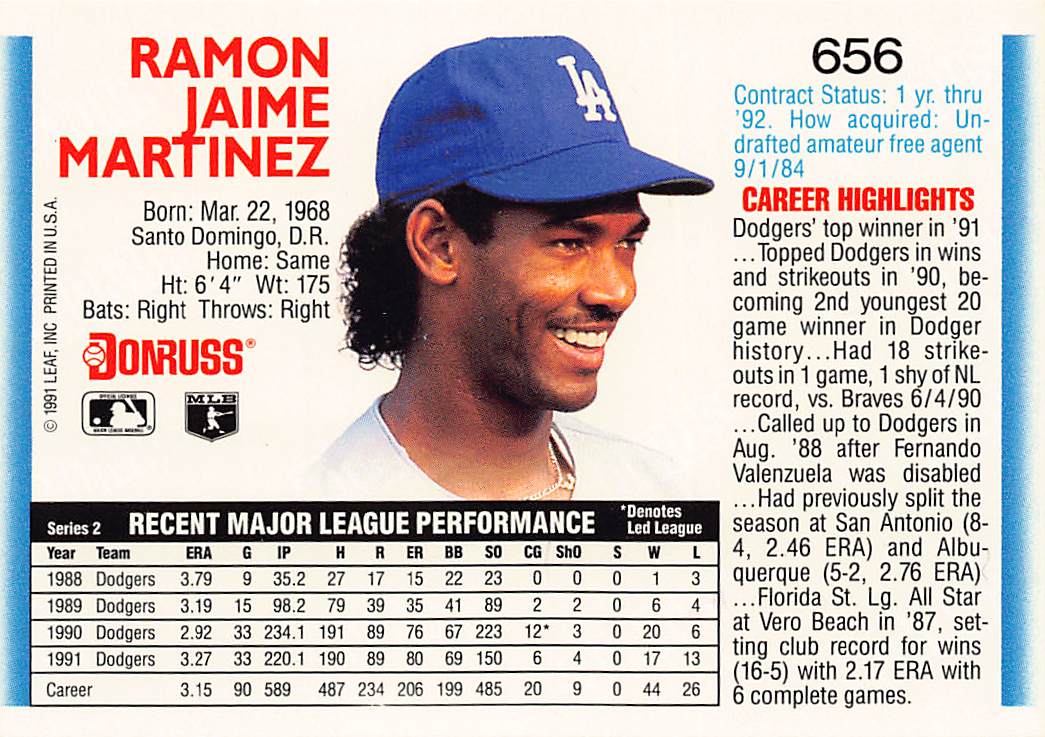 1992 Donruss #656 Ramon Martinez