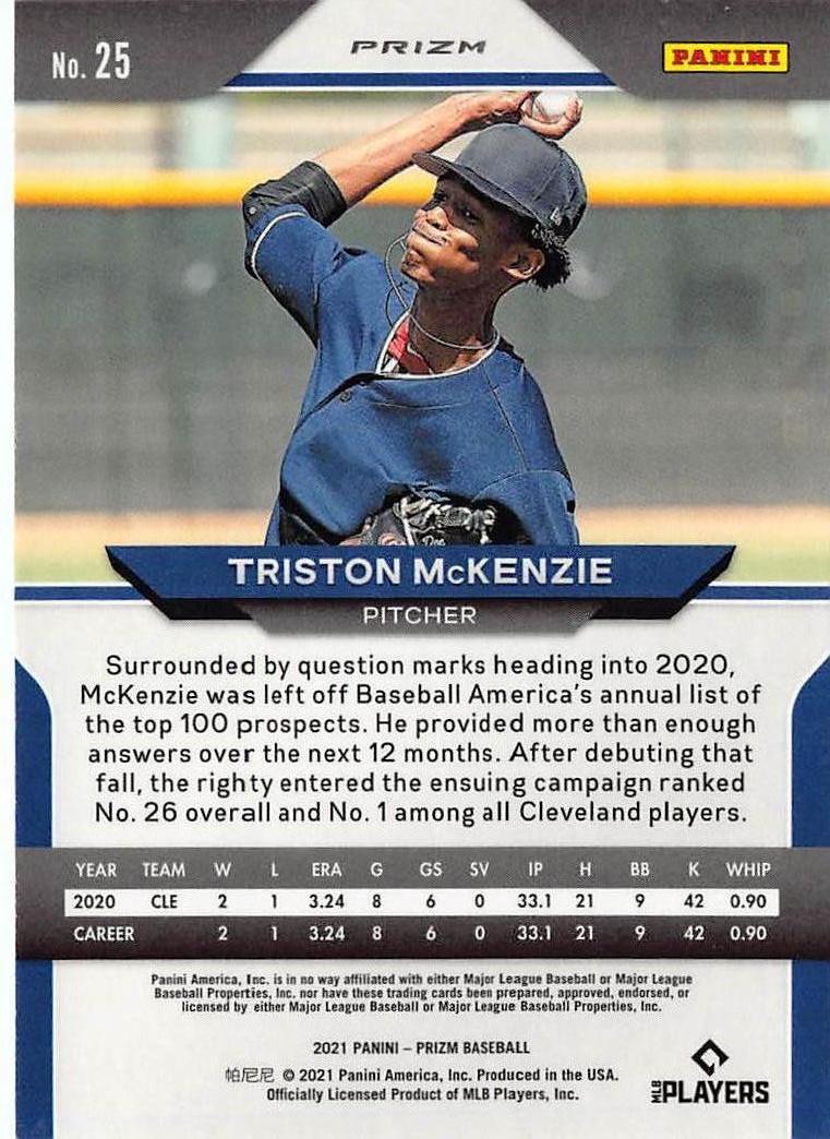2021 Panini Prizm #25 Triston McKenzie Green Prizm