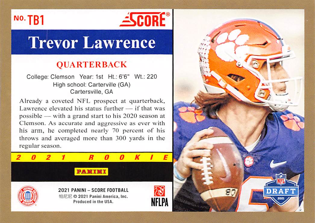 2021 Score #TB1 Trevor Lawrence 1991 Throwback