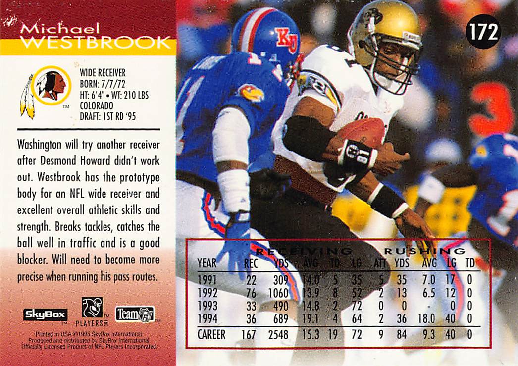 1995 SkyBox Impact #172 Michael Westbrook