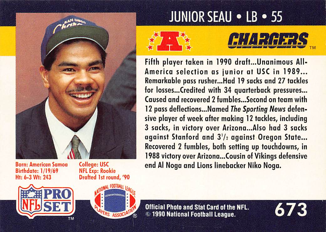 1990 Pro Set #673 Junior Seau