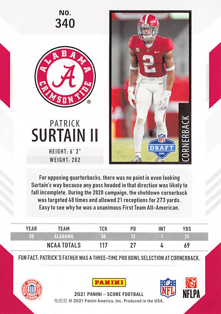 2021 Score #340 Patrick Surtain II