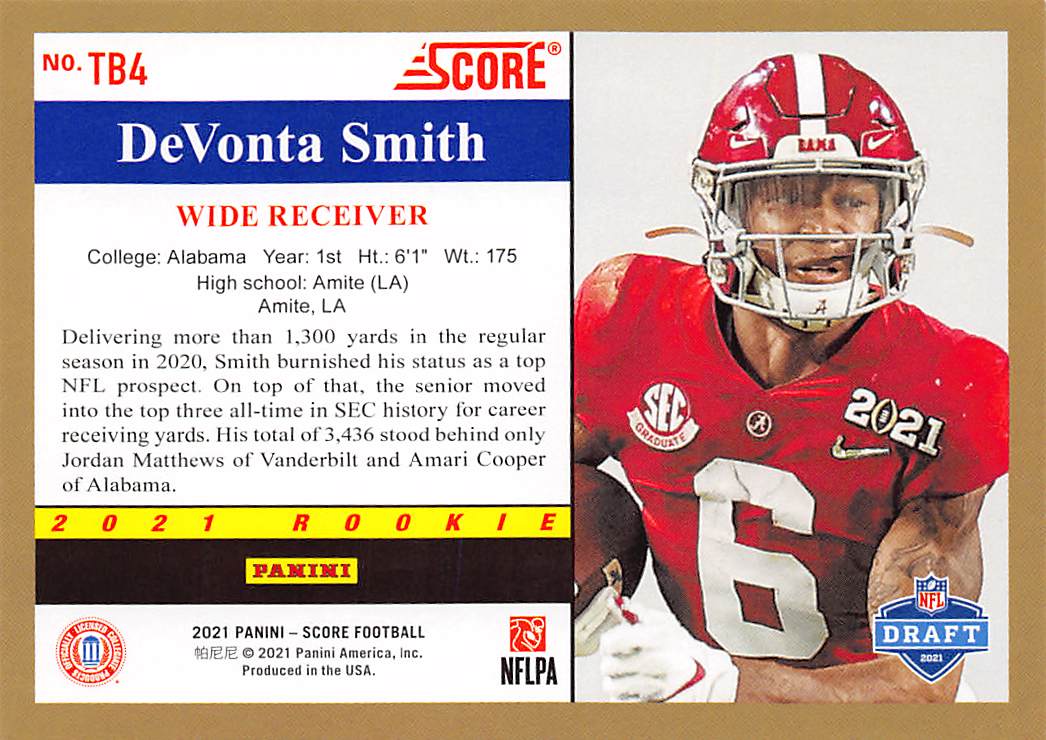 2021 Score #TB4 DeVonta Smith 1991 Throwback