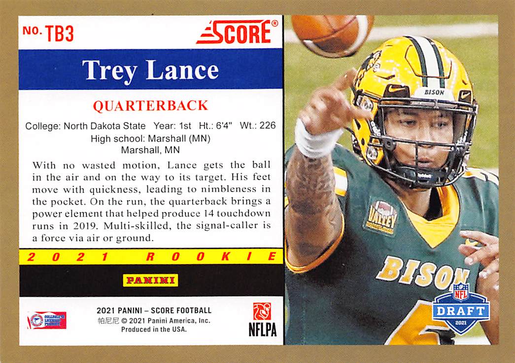 2021 Score #TB3 Trey Lance 1991 Throwback