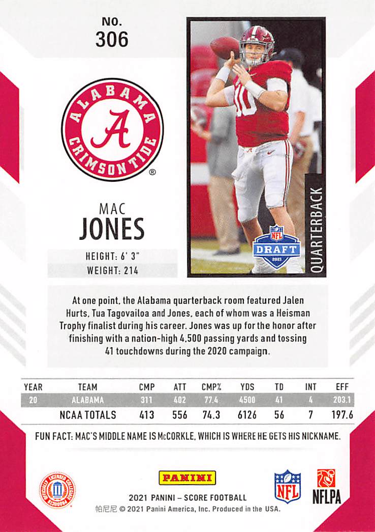 2021 Score #306 Mac Jones
