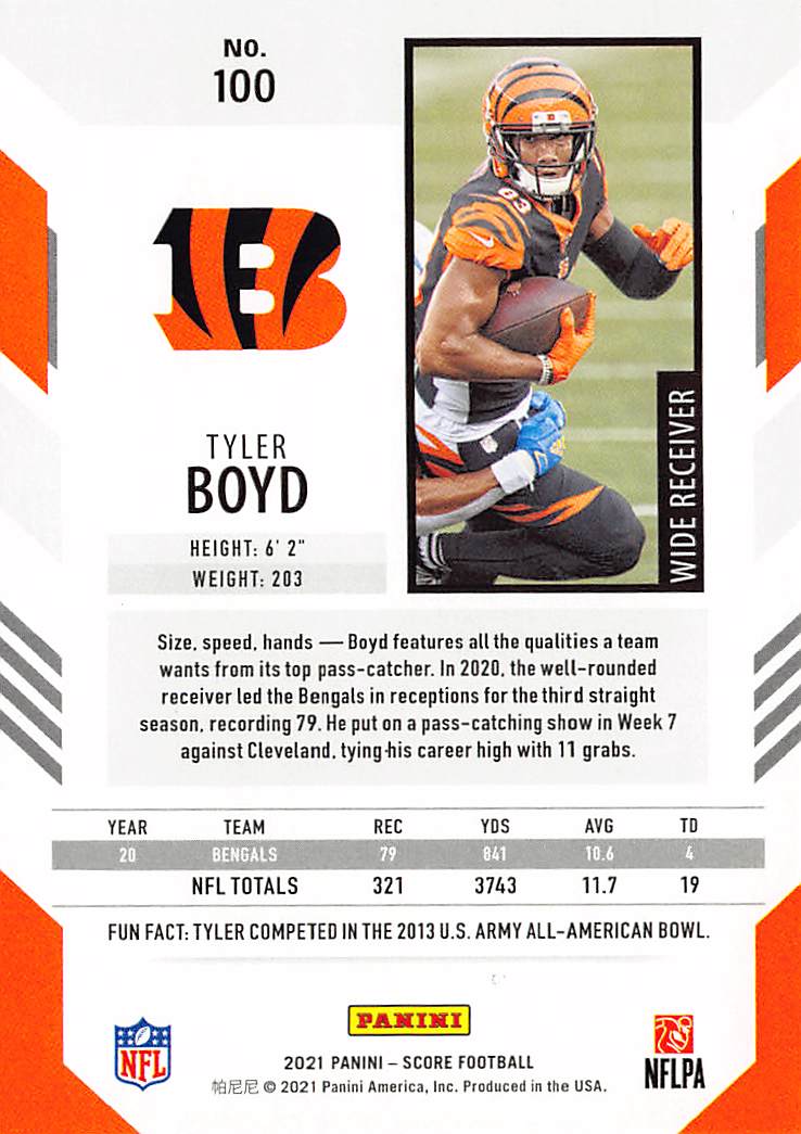 2021 Score #100 Tyler Boyd Dots Red #/460