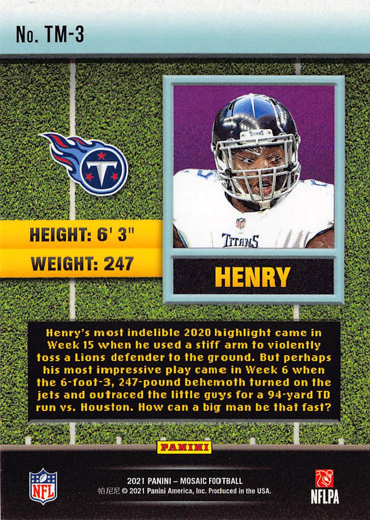 2021 Panini Mosaic #TM-3 Derrick Henry Touchdown Masters