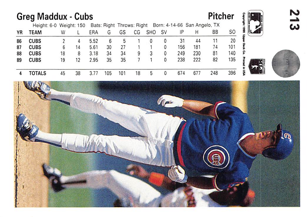 1990 Upper Deck #213 Greg Maddux