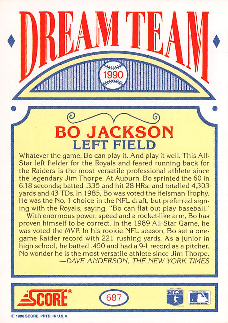 1990 Score #687 Bo Jackson