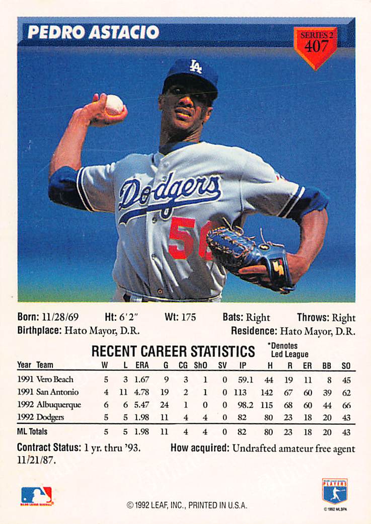 1993 Donruss #407 Pedro Astacio