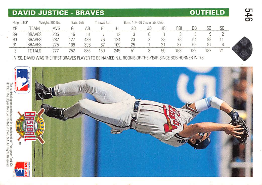 1992 Upper Deck #546 David Justice