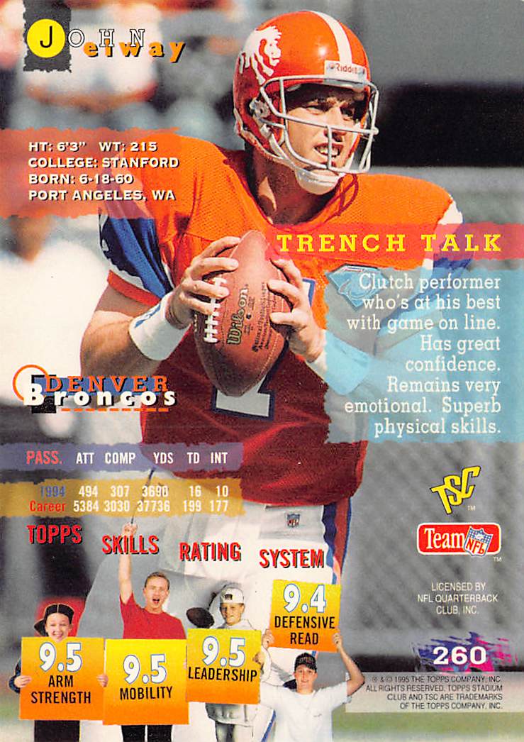 1995 Stadium Club #260 John Elway Members Only