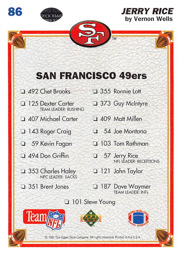 1991 Upper Deck #86c Jerry Rice