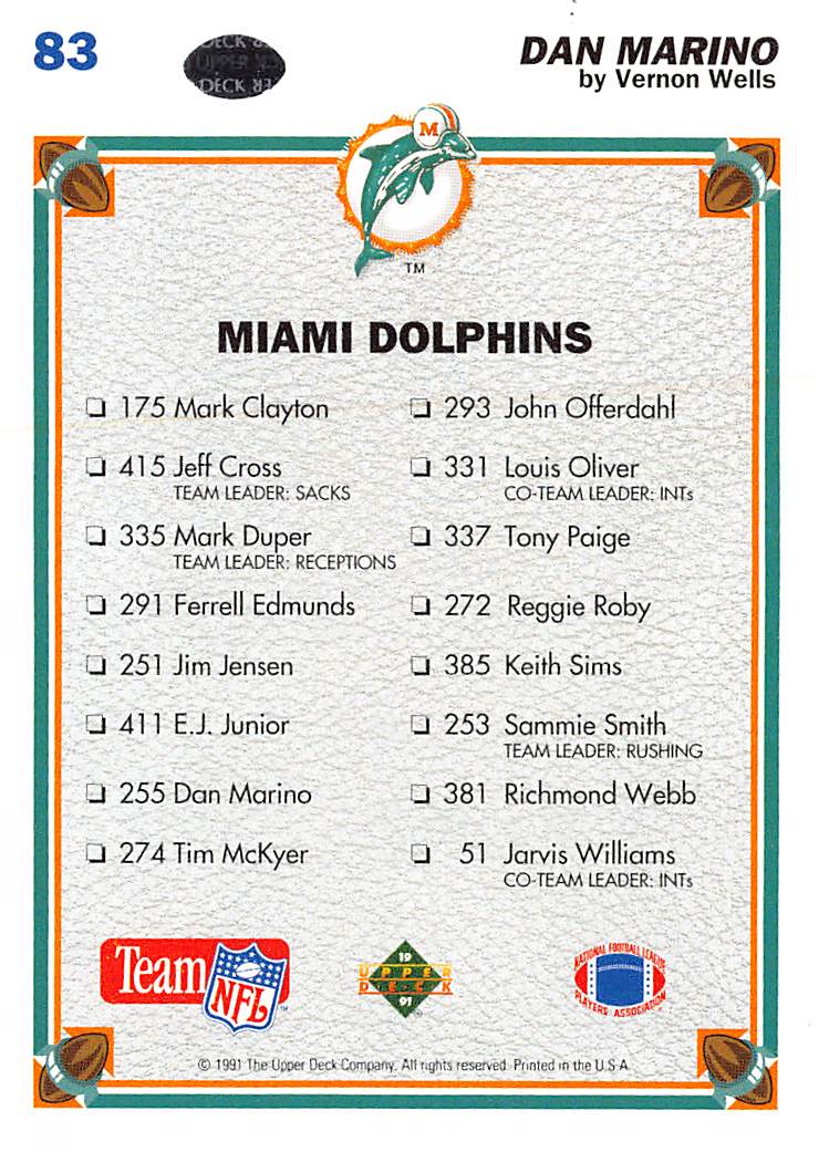 1991 Upper Deck #83 Dan Marino