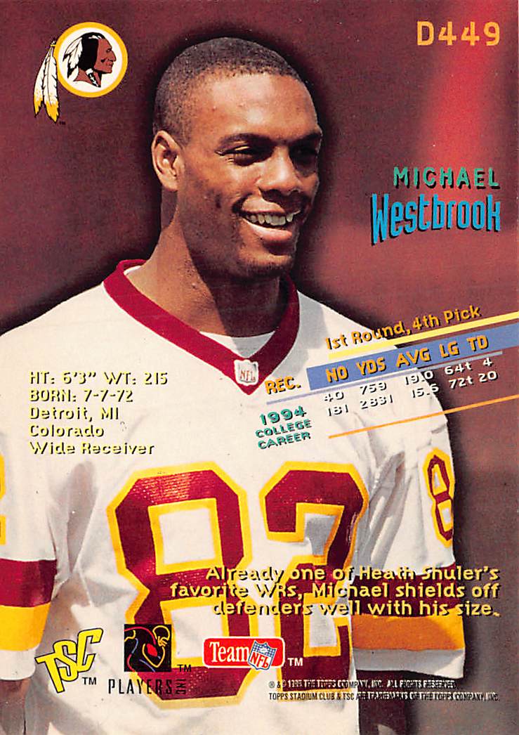 1995 Stadium Club #D449 Michael Westbrook Diffraction Members Only