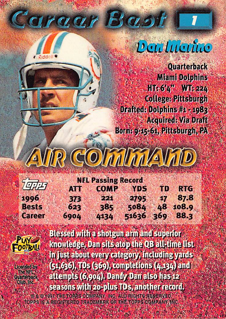 1997 Topps #1 Dan Marino Career Best