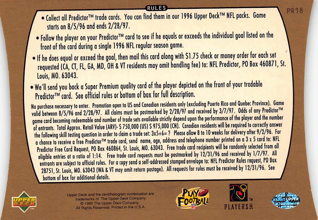 1996 Upper Deck #PH18 Isaac Bruce Predictors: Hobby