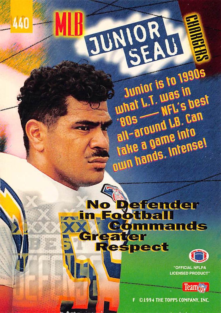 1994 Stadium Club #440 Junior Seau Super Bowl XXIX Embossed