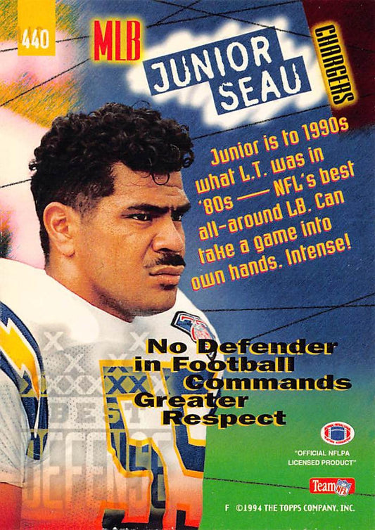 1994 Stadium Club #440 Junior Seau Super Bowl XXIX Embossed